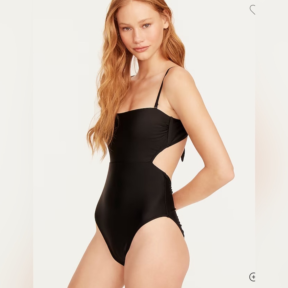 Jcrew NWOT Classic Black One-Piece Swimsuit Cutout tie-back one piece